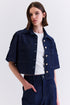 CAMISA M/C FAIXAS AZUL ESCURO